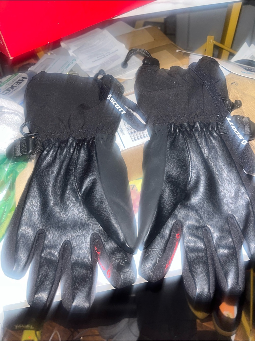 Scott Black Ski Gloves with Subtle Red Accents